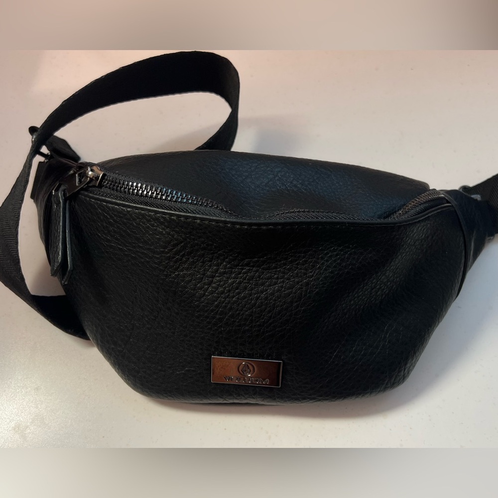 Volcom Black Leather Cross-Body Bag
